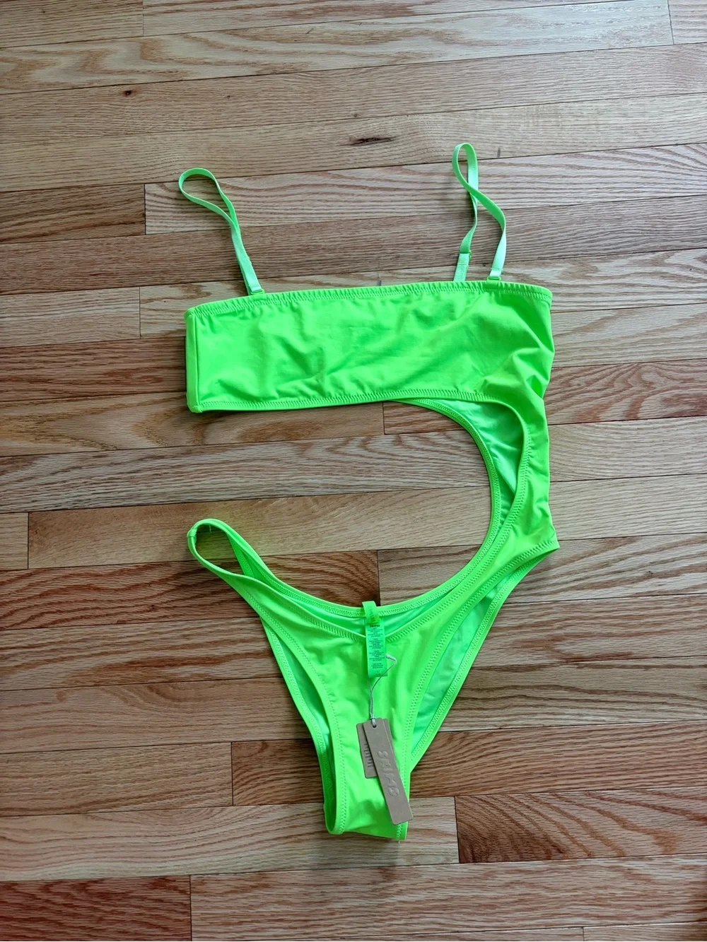 SKIMSS trapless  Recycled Swim  Monokini (Neon Green)Large New With Tags